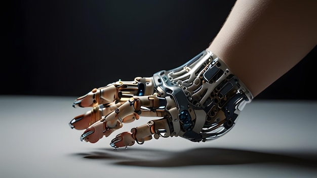 a robotic arm with the hands folded and the hands are made of metal