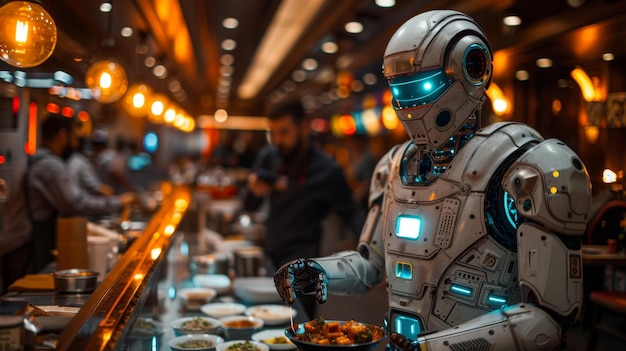 Robotic Chef Preparing Gourmet Dishes