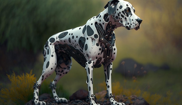 Robotic dalmatian dog ai generator art image