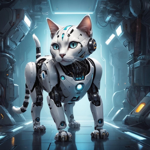 Robotic Futuristic Cat Background