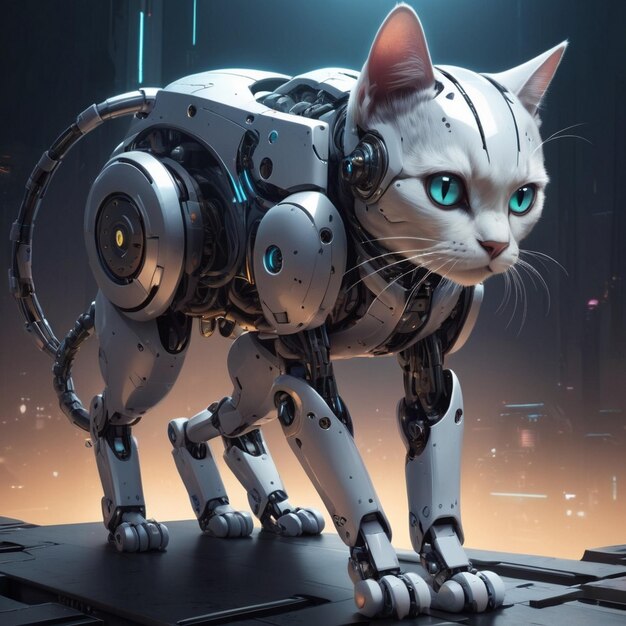 Photo robotic futuristic cat background