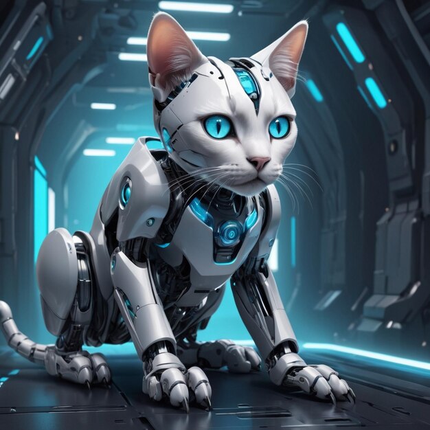 Robotic Futuristic Cat Background