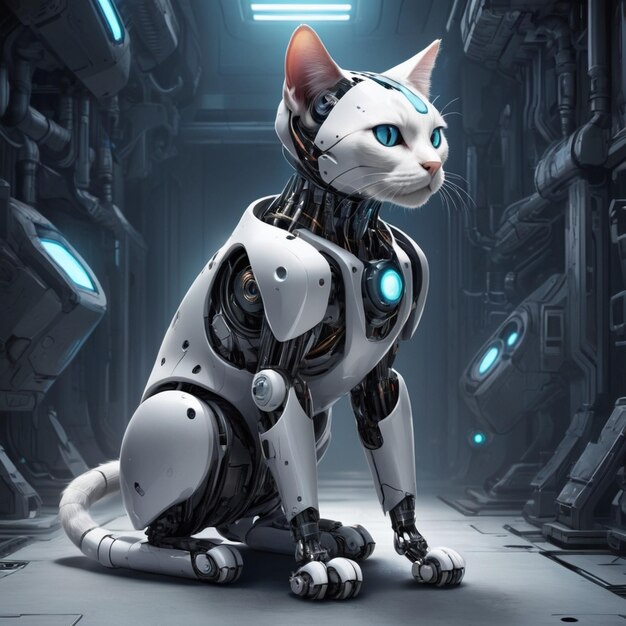 Robotic Futuristic Cat Background