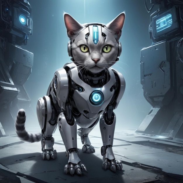 Photo robotic futuristic cat background