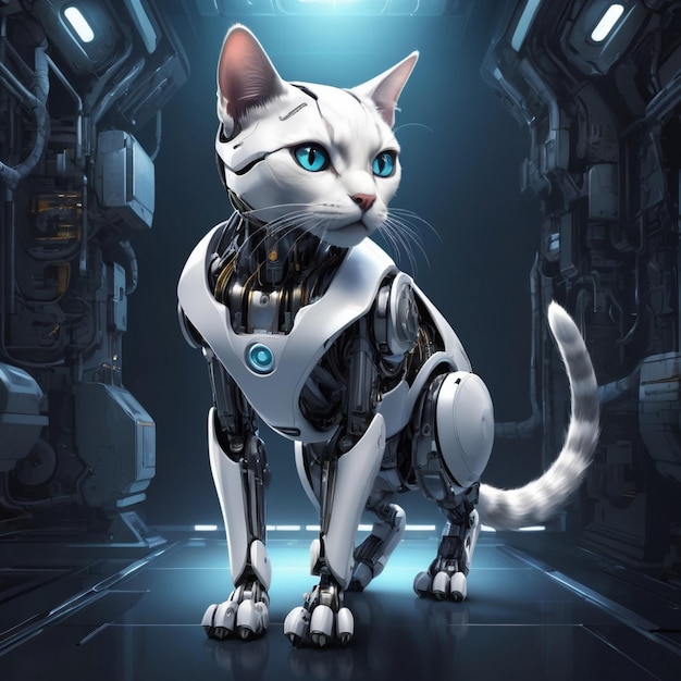 Robotic Futuristic Cat Background