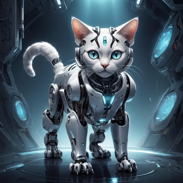 Robotic Futuristic Cat Background