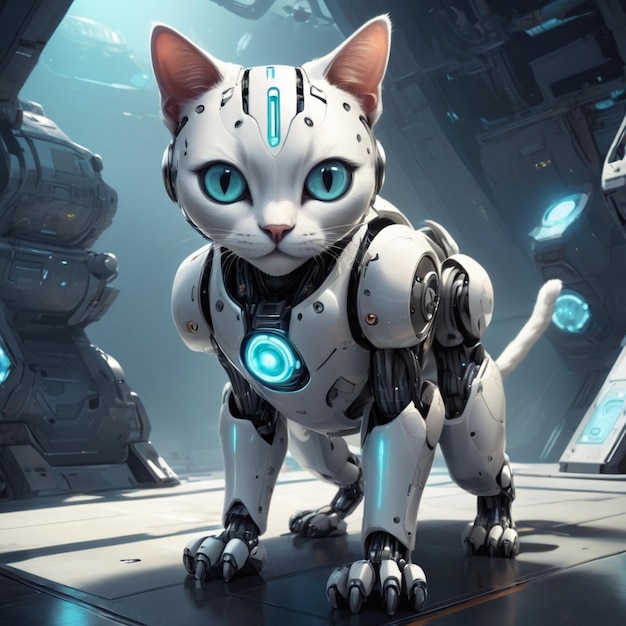 Robotic Futuristic Cat Background