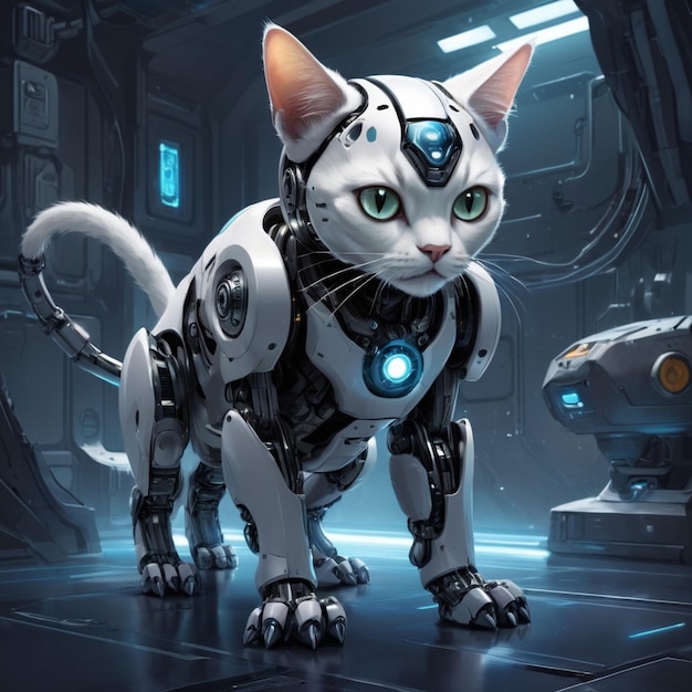 Robotic Futuristic Cat Background