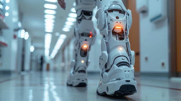 Photo robotic gait training device in hospital corridor