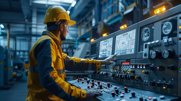 Robotic and mechanic engineer Working on construction site with factory equipment