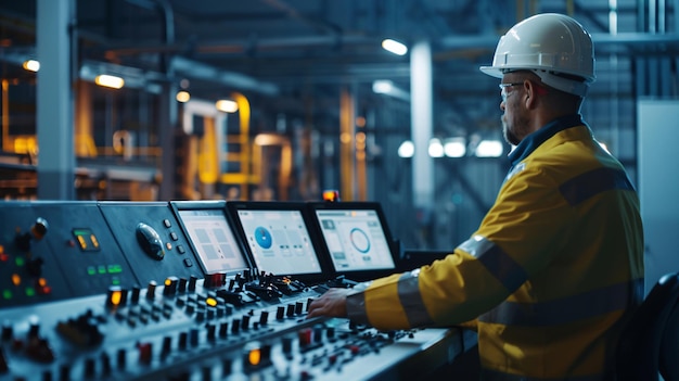 Robotic and mechanic engineer Working on construction site with factory equipment