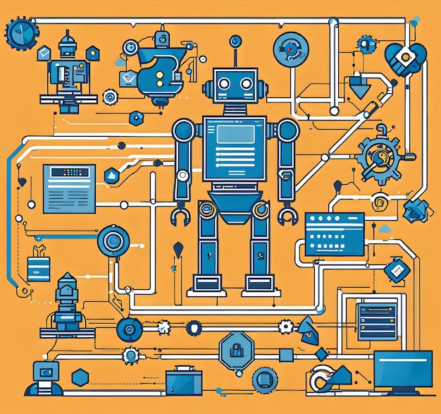 Photo robotic process automation diagram with steps