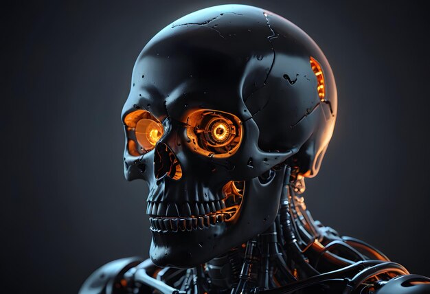 Robotic Skull with Glowing Eyes