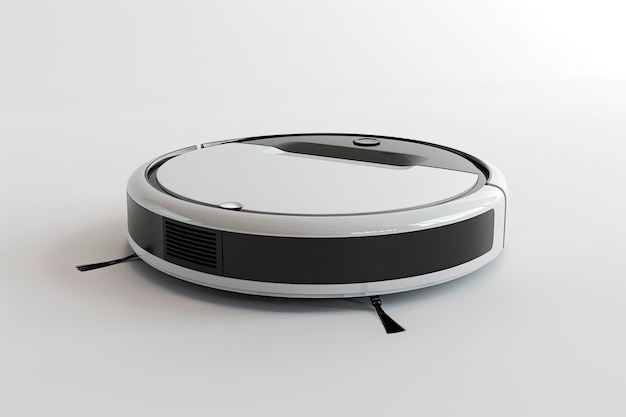 Photo robotic vacuum cleaner cleaning on white isolated background