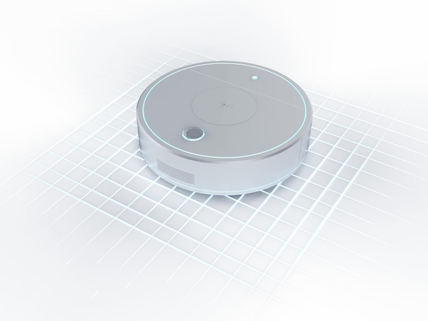 Photo robotic vacuum cleaner or sweeper display sensor on working area