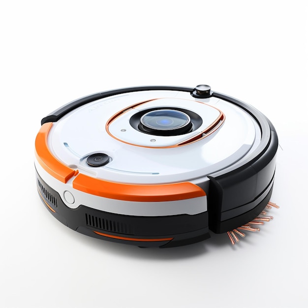 Robotic vacuum cleaner with white background high q