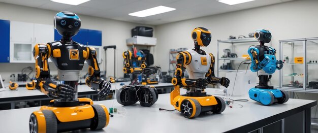 Photo robotics lab showcasing prototypes symbolizing innovation and advanced technology