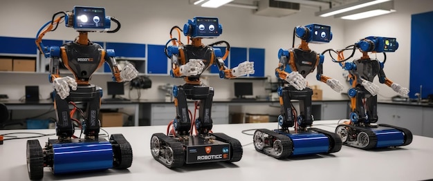 Photo robotics lab showcasing prototypes symbolizing innovation and advanced technology