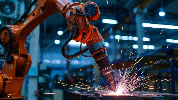 Robots are engaged in welding as part of a test run program