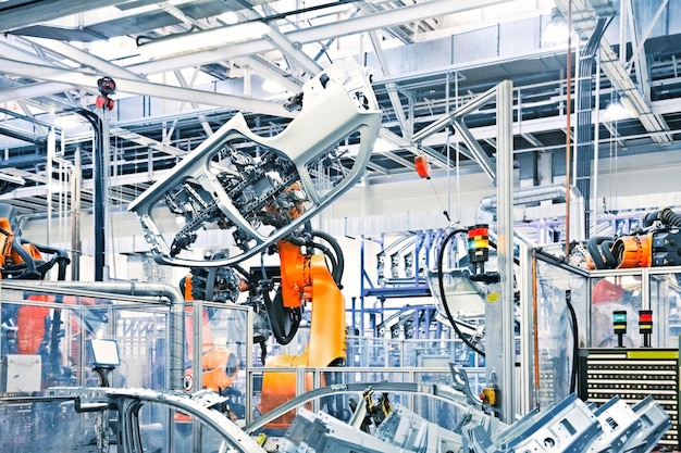 Robots in a car factory