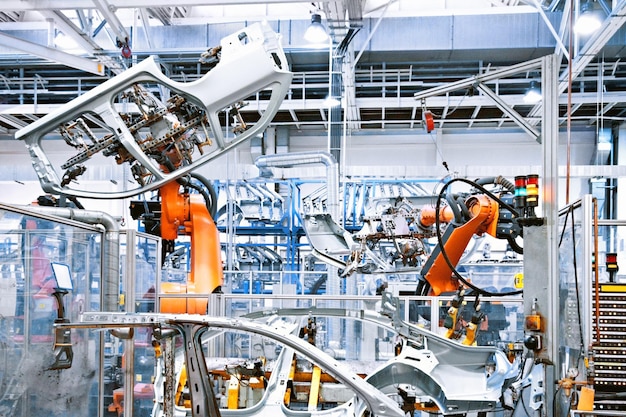 Robots in a car factory