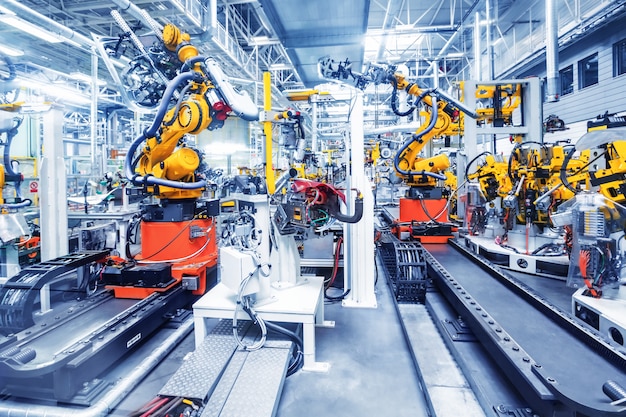 Robots in a car factory