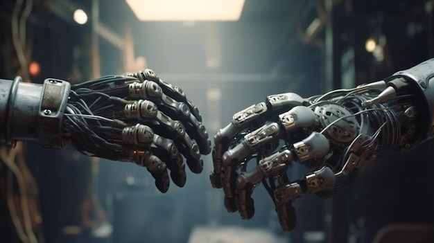 Robots Shake Hands Symbolizing Future Business Deals