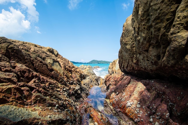 Rock bay sea beach sun view background