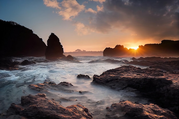 Rock in the Beach and Sea in the sunny weather