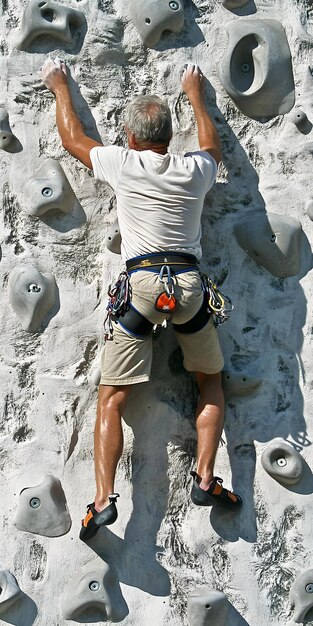 Rock climbing on a challenging wall