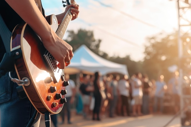 Rock concert in a large area with many visitors