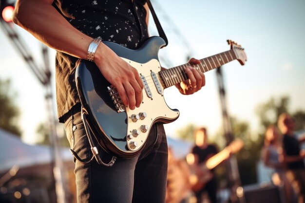 Rock concert in a large area with many visitors