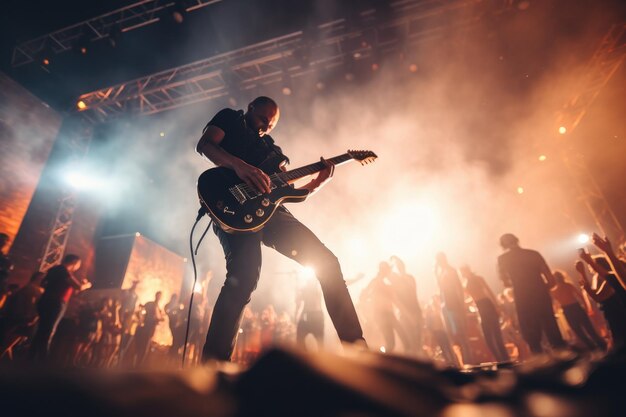 Rock concert in a large area with many visitors