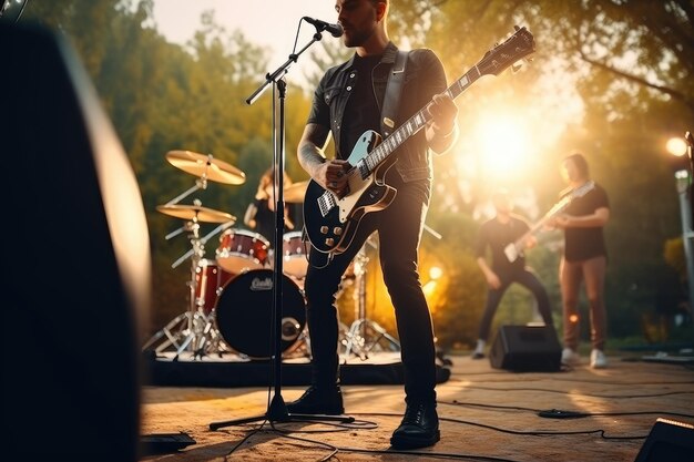 Rock concert in a large area with many visitors