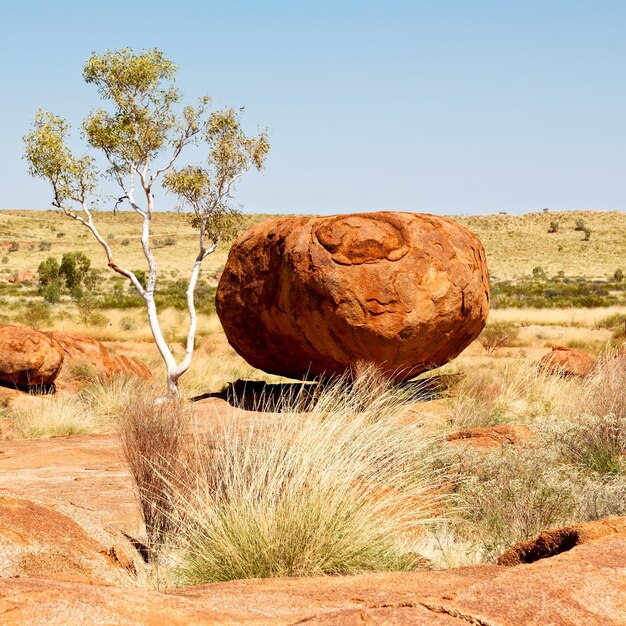 Photo rock on field against clear sky