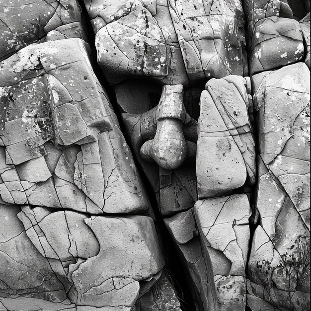 Photo a rock formation with a face carved into it