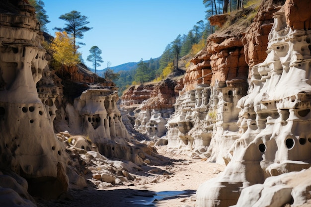 Rock formation with trees in the backgroung Generative AI