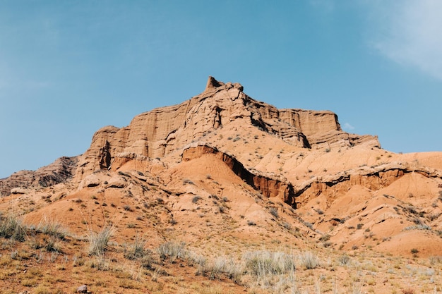 Rock formations on clear day in Konorchek Canyons Kyrgyzstan