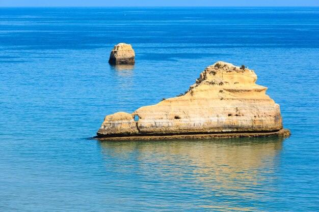 Rock formations near beach Praia dos Tres Castelos, Portimao, Algarve, Portugal.