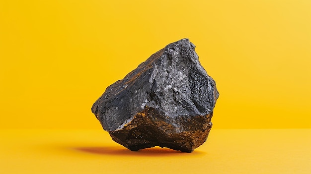 a rock is on a yellow background with a yellow background