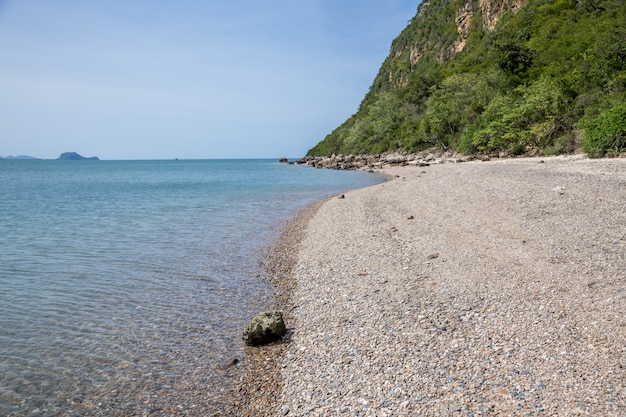 Rock and Sand beach, Landscape of Koram Island, Sam Roi Yod National Park, Prachuap Khiri Khan Province, Thailand