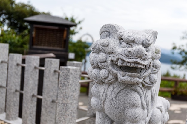 Rock stone lion statue in temple