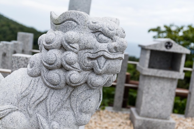 Rock stone lion statue