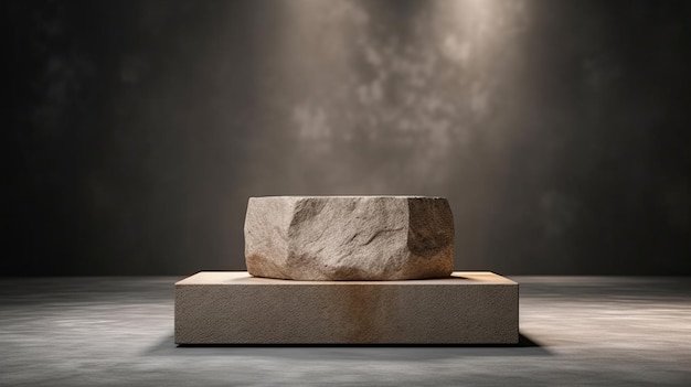 Rock stone podium background Illustration AI Generative