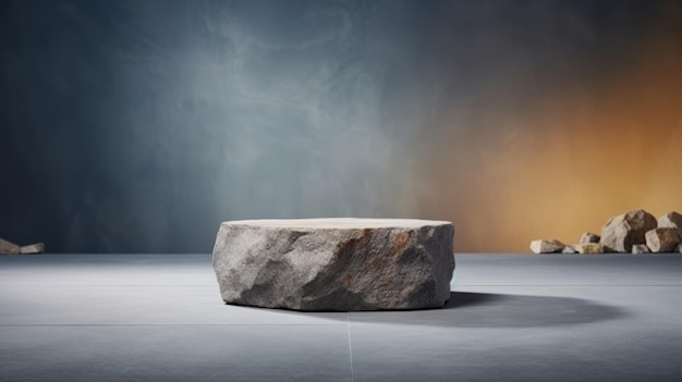 Rock stone podium background Illustration AI Generative