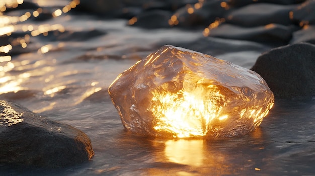 a rock that has a light on it