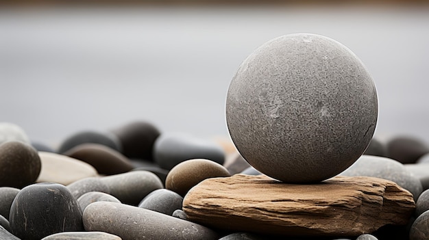 Photo a rock on top of a pile of pebbles