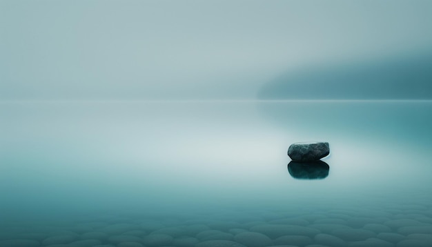 Photo a rock in the water with a rock in the water