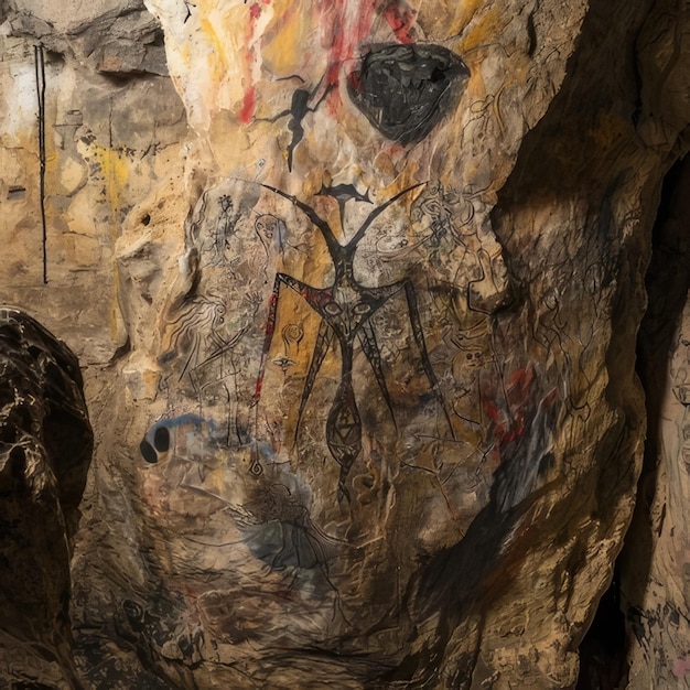 a rock with a drawing of a person on it