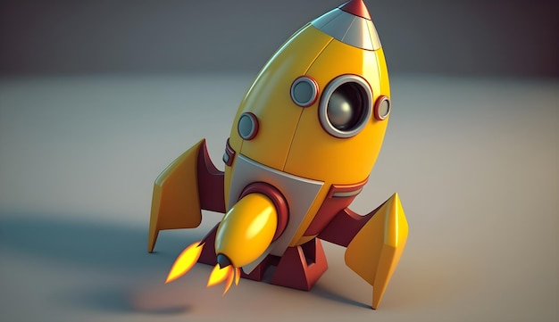 Rocket in cartoon style